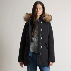 Woolrich Black Parka with Fur Hood